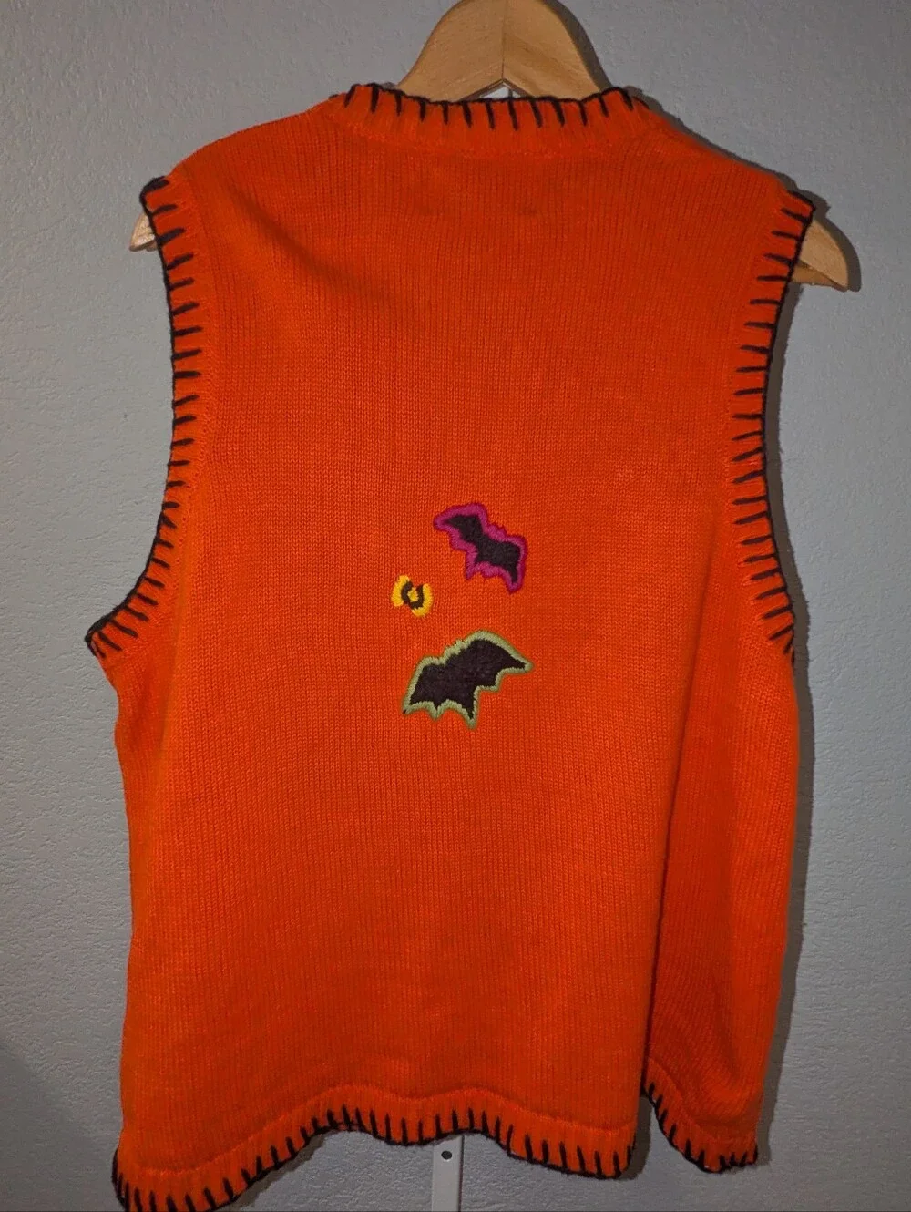 VTG Tiara International Halloween Sweater Vest L Ghost Pumpkin 2000